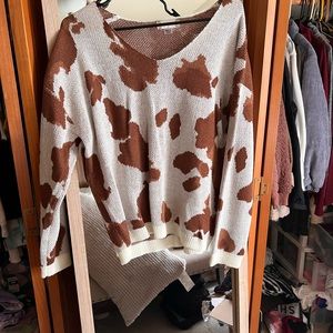 Cow print sweater, worn once